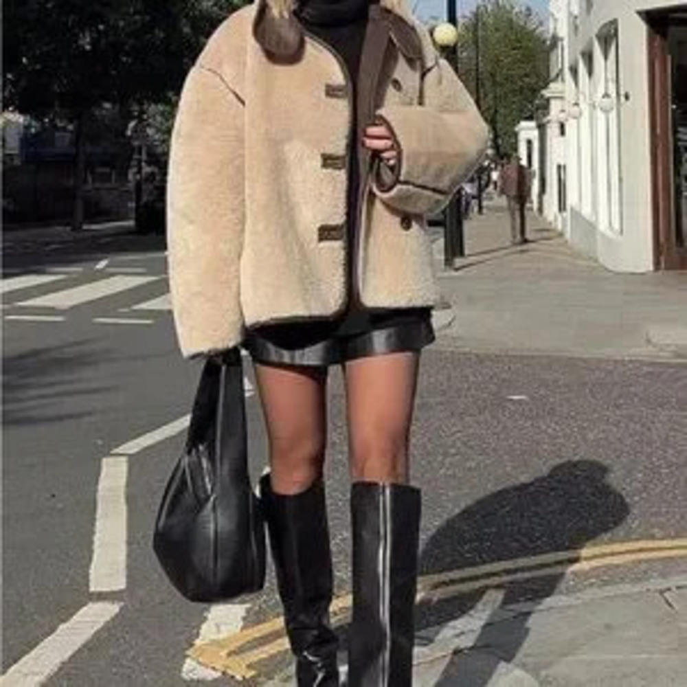 cream teddy coat women warm winter jacket - Picture 2 of 5